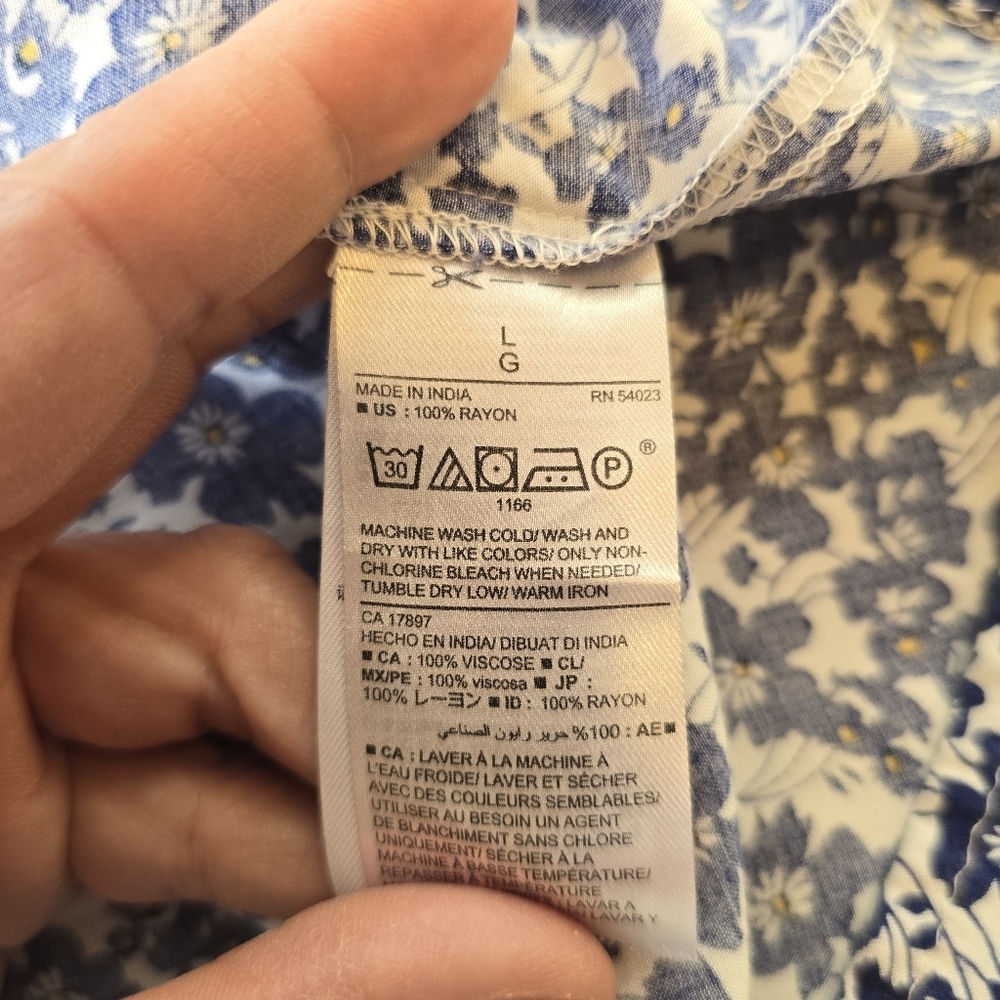 Old Navy Blue White Floral Long Sleeve Dress L - Picture 8 of 8